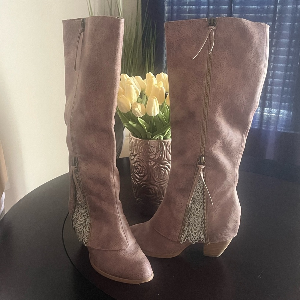 Not Rated Sassy Classy Taupe Knee-High Boots Size 6.5